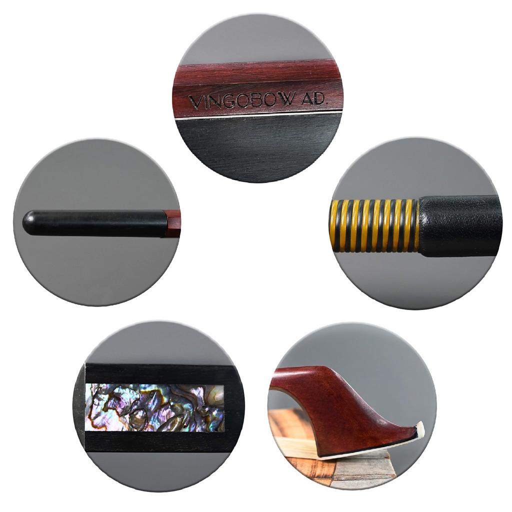 VingoBow Full-Size New German Double Bass Bow, Pernambuco Performance, for Advanced Players! Art No. 310BG 1/4