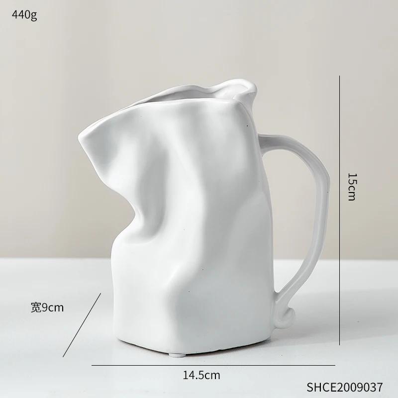 Nordic Pleated Ceramic Vase Home Decor Luxury Living Room Decoration Flower Pots Cachepot for Flowers Modern Decorative Vases