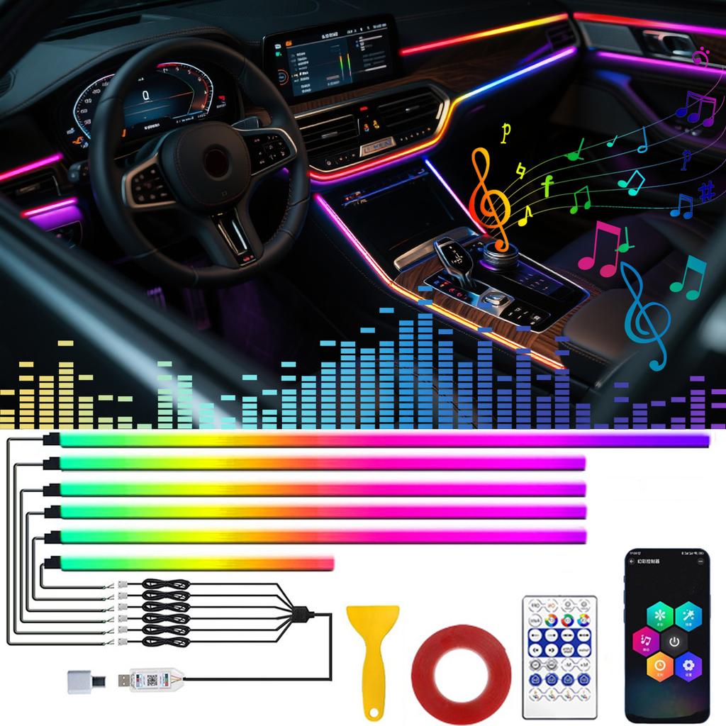 Acrylic Interior Car LED Light Strip with APP RGB Auto Atmosphere Lamp Decoration USB Neon Ambient Light Srrip Music Sync Rhythm Neon Lights 4