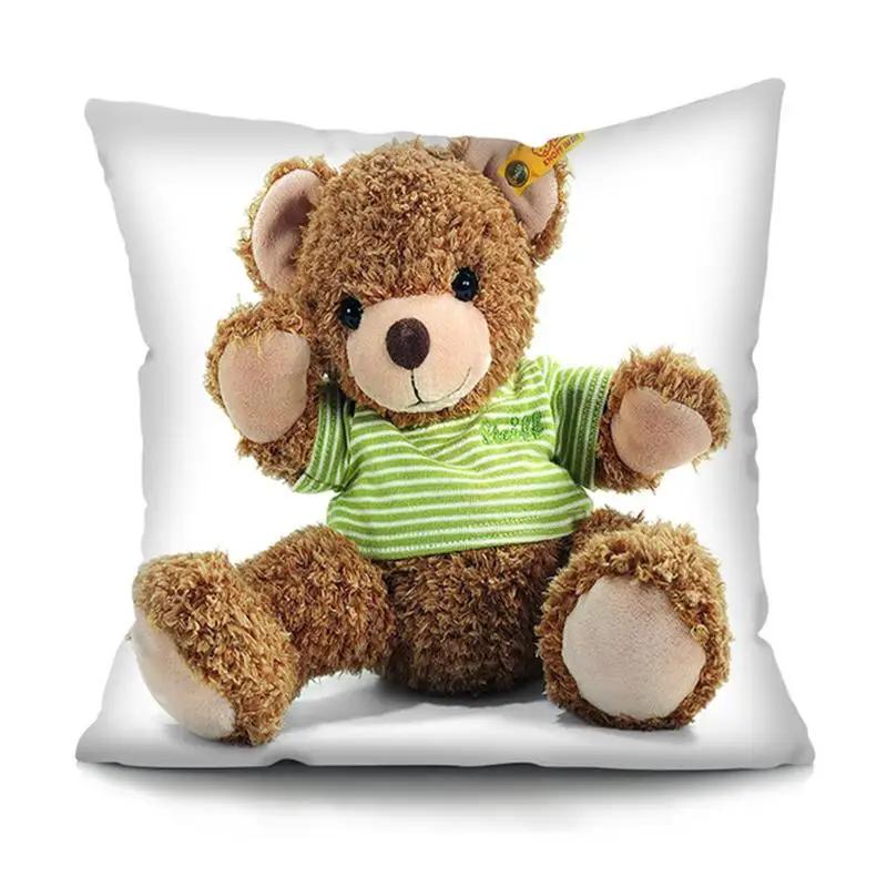 

Многоцветный чехол для подушки с принтом медведя, милая теплая наволочка, украшение для дома, автомобиля, дивана 60x60cm