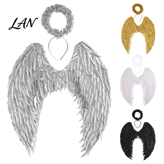 Dark Guardian Angel Wings Costume for Kids, Feathered Wing Dress Up Elastic Strap Cosplay Accessory Fancy Dress, Halloween Party, Performance