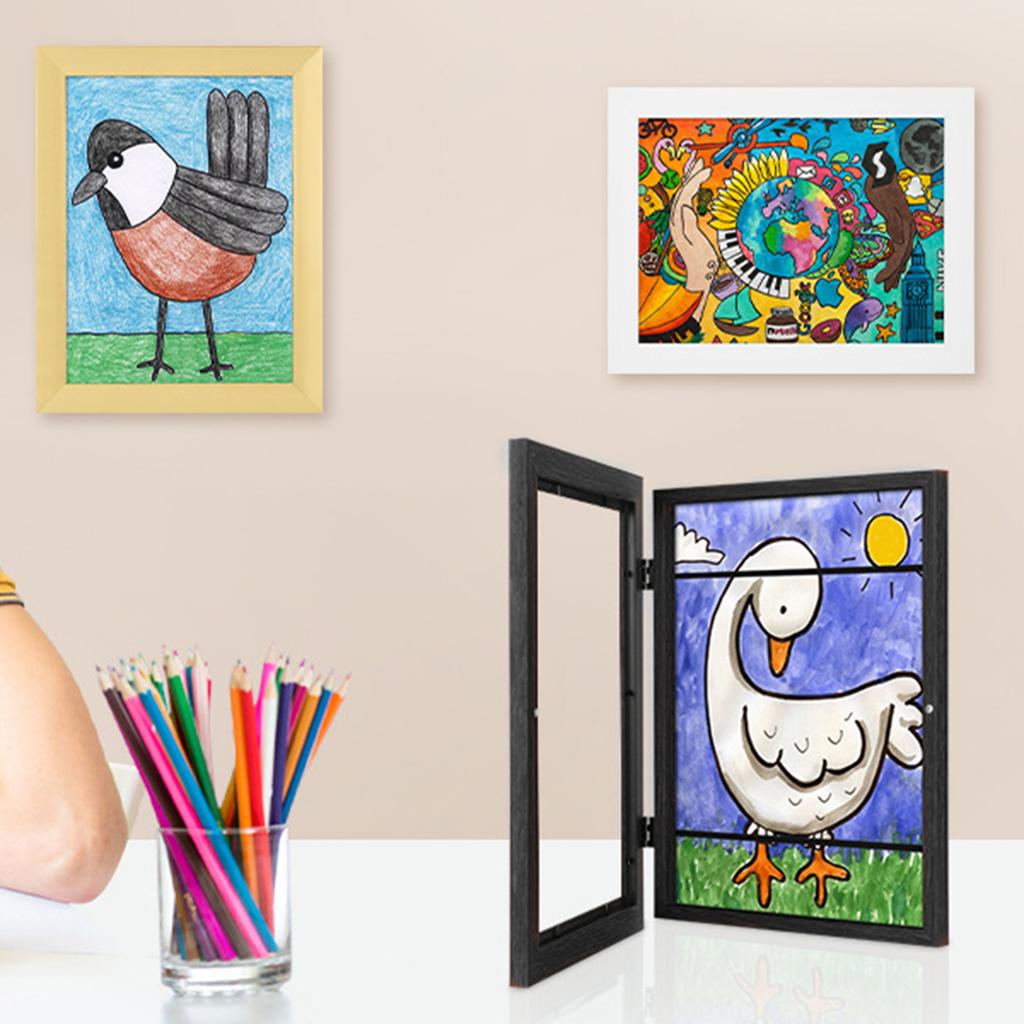 A4 Children Art Frame Sets Size Wooden Replaceable Photo Display for Poster Photo Drawing Paintings Pictures Display