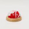 1pc Floral Design DIY Sewing Pin Cushion, Craft Cloth Pin Holder with Wood Base, Colorful Needle Organizer for Hand Sewing
