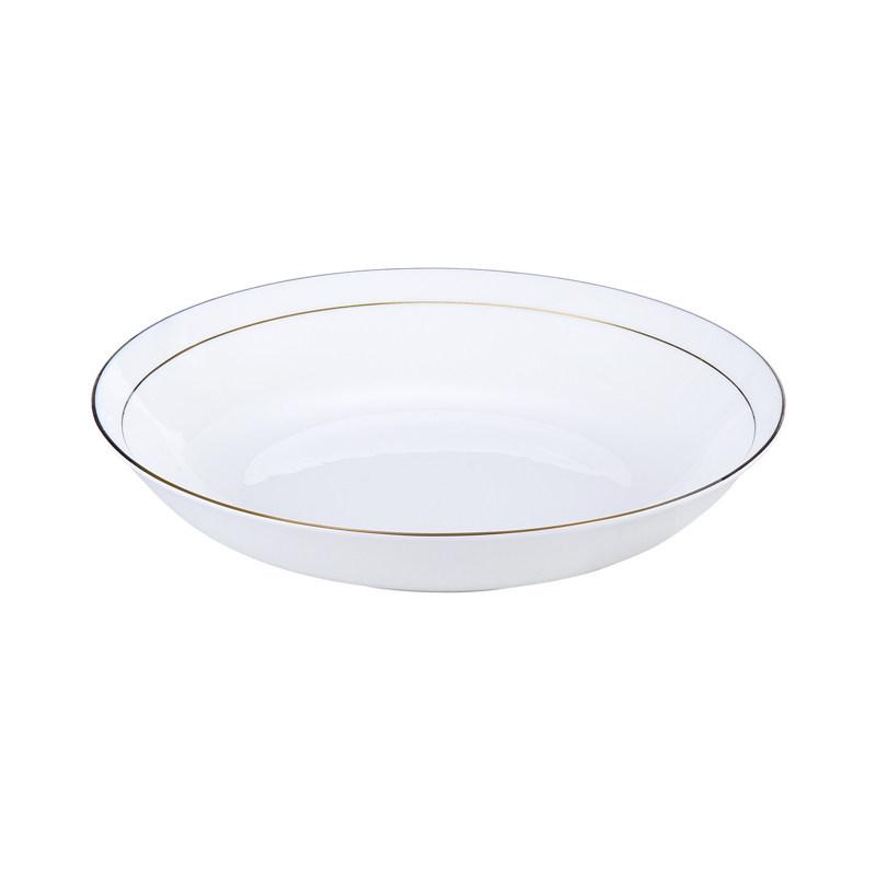 Ceramic Gold Rim Bone China Tableware Set - Microwave Safe Deep Plate, Rice Bowl for Home and Hotel Use.