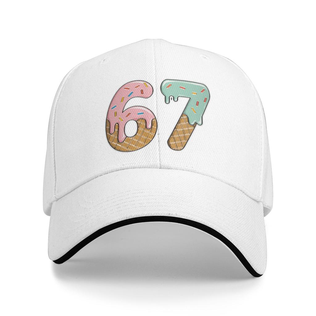 67 Ice Cream 67 Meme Funny Six Seven Gen Baseball Cap  Fitted Retro Trucker Hat Spring Unisex Men Running Hippie Baseball Caps