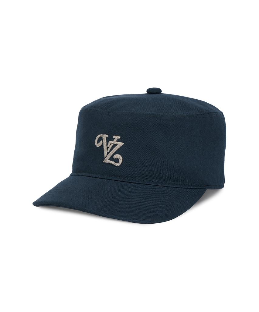 Bajal Leaf Vz Monogram Twill Pillbox Cap Navy