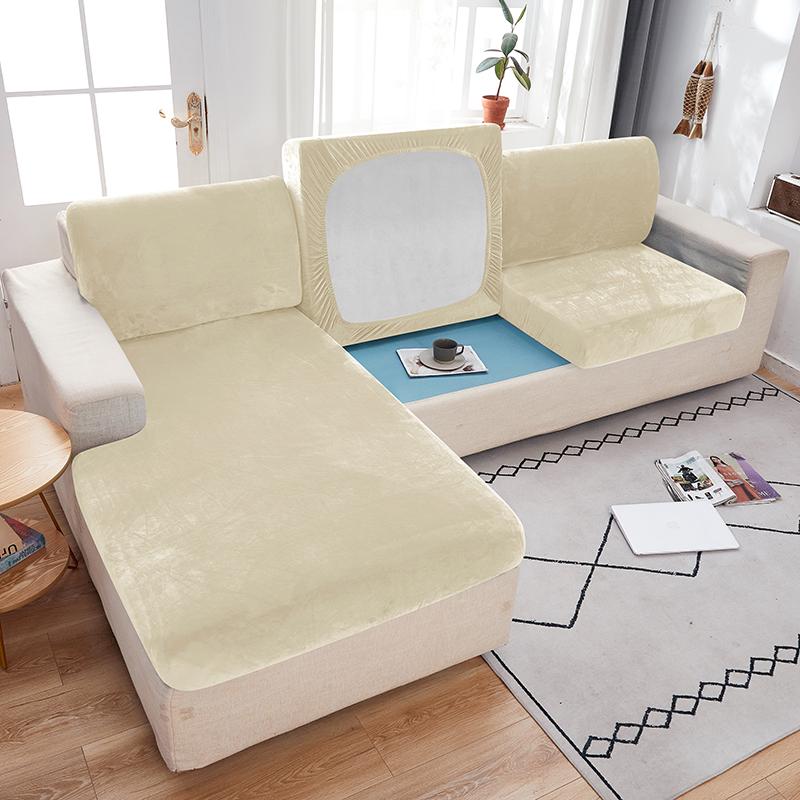 Samtstoff Sofa-Sitzbezug für Wohnzimmer, elastischer Sofa-Kissenbezug, weicher Couch-Schonbezug, Möbelschutz für Zuhause