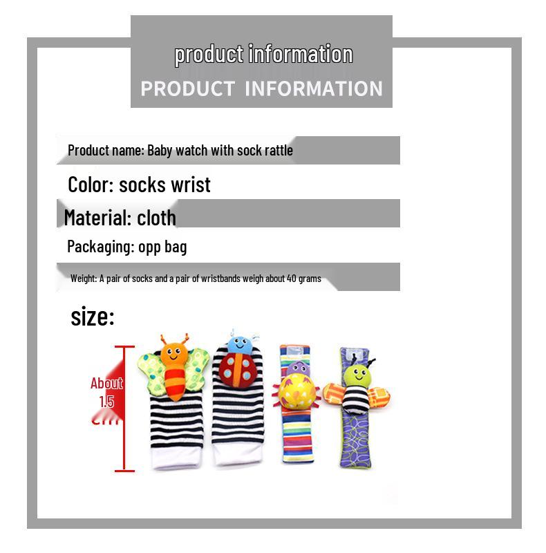 Pädagogisches Baby-Rassel-Armband & Socken-Set für Neugeborene (0-1 Jahr)