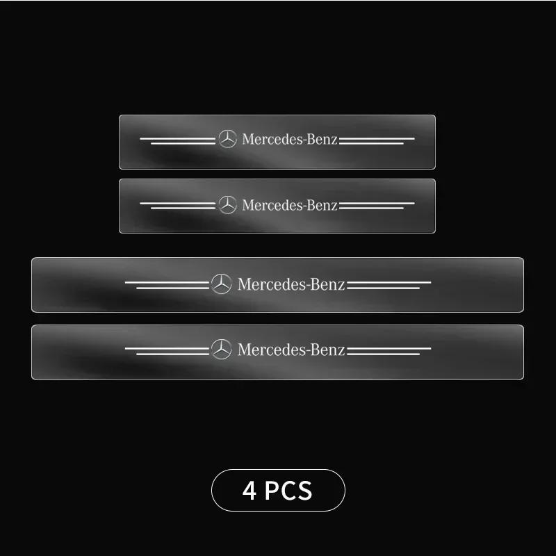 BUH1 For AMG Car for Mercedes benz AMG 4pcs Car Threshold Protector Transparent Decorative Badge Sticker For Mercedes Benz B/C/E/S Cl