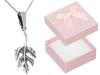 Short Silver Oxidized Women's Necklace With Leaf Leaflet Leaf Choker 40