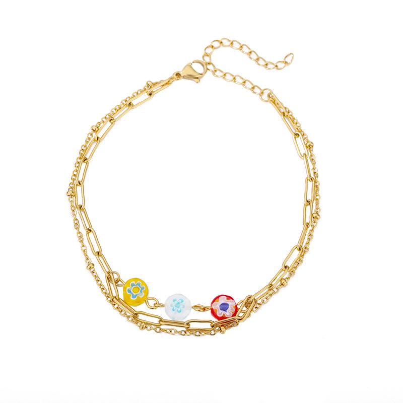 Women’s Colorful Demon Eye & Irregular Pearl Anklet: European & American Style, Personalized Design
