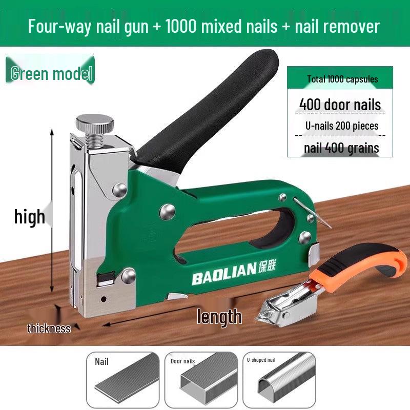 Manual Pneumatic Nail Gun: Brad Nailer, Steel Nailer, U-Shaped & Straight Nails for Wire Trough and Woodworking.