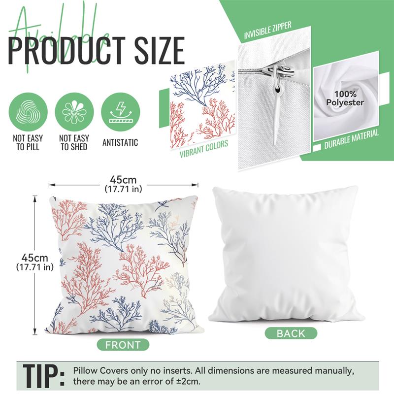 Coral Reef Pattern Decorative Cushions Pillowcase Polyester Cushion Cover Throw Pillow Sofa Decoration Pillowcover Home Decor