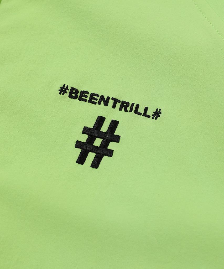 Beentrill Stand Collar Oversized Short Sleeve Anorak (Neon Yellow)