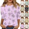 3/4-Ärmel-Shirts für Damen Print Grafik-T-Shirts Blusen Lässig Übergröße Basic Oberteile Pullover