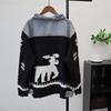 Autumn and winter new splicing denim sweater jacket design sense loose casual knitted cardigan women