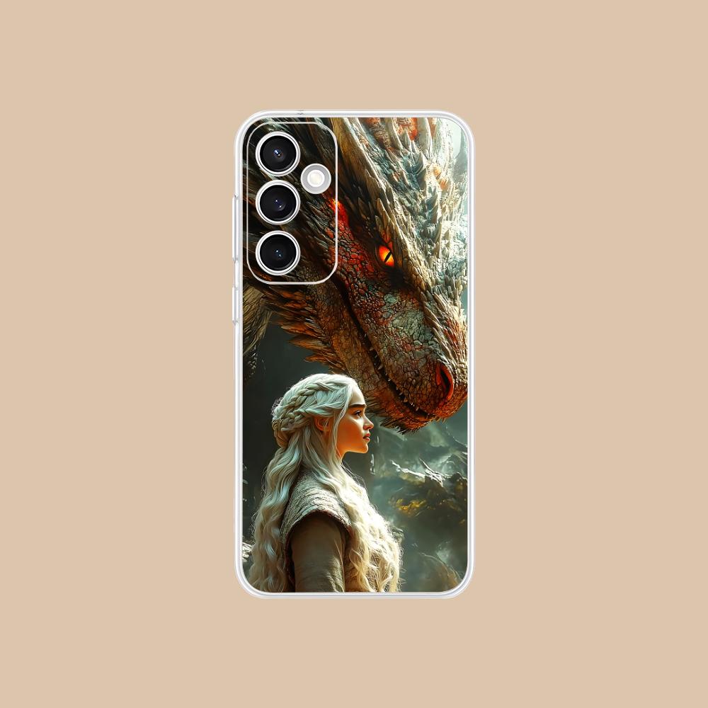 Dragon Queen Clear Mobile Phone Case for Samsung Galaxy S25 S24 S23 S22 S21Plus FE Ultra Colorful Cover