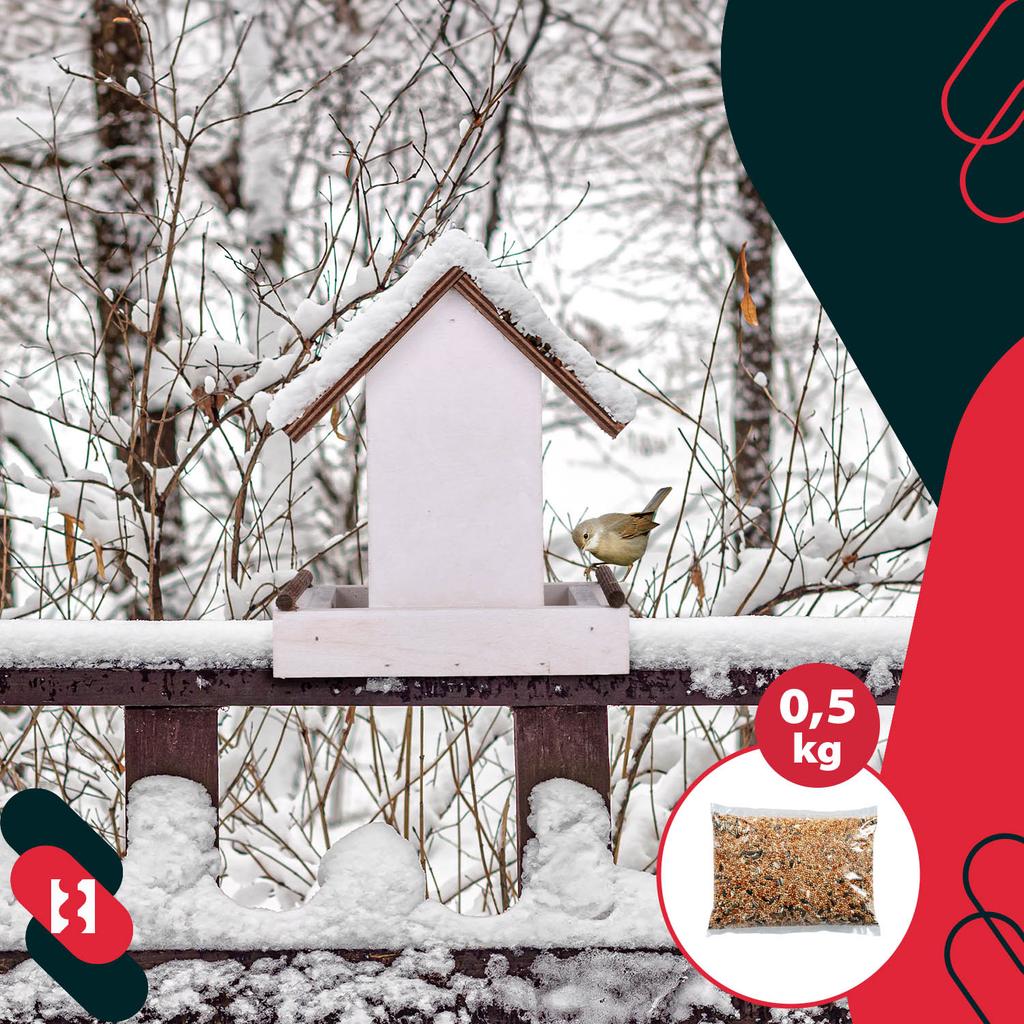 Kotarbau® Suspended Bird Feeder For Balcony Garden Wood White 190 X 130 X 135 Mm + Feed 0.5 Kg