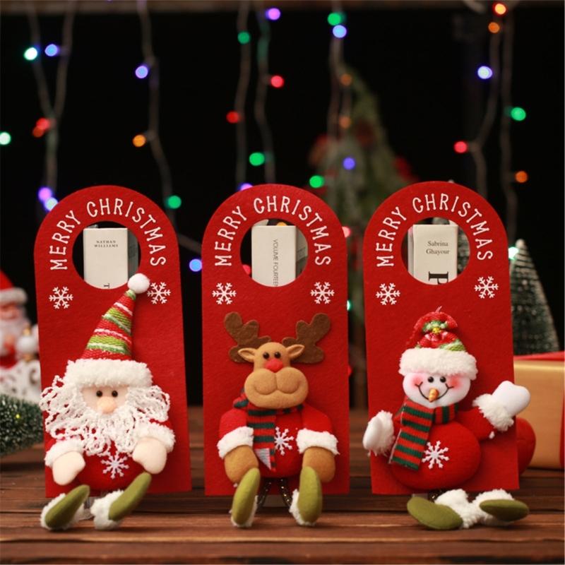 Stylish Santa Door Knob Hanger Lovely Figurine Door Handle Hanging Ornament Durable Christmas Festival Adornment