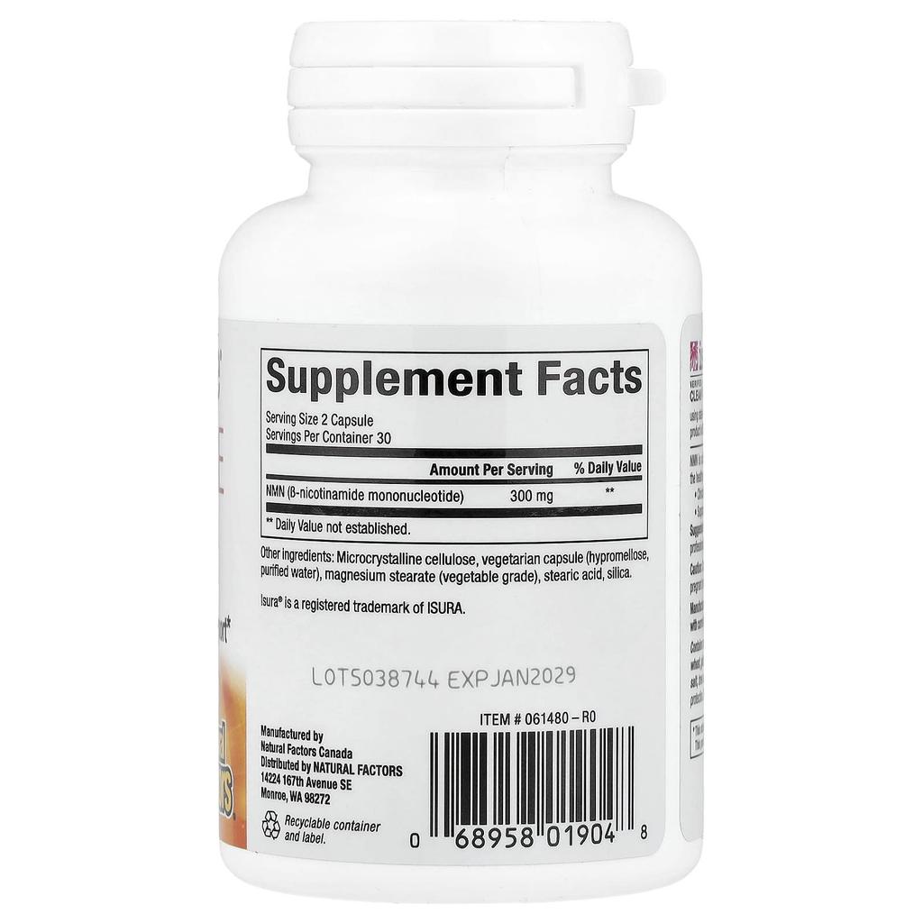 Natural Factors, RegenerLife®, NMN Serge, 60 Veggie Capsules (150 mg per capsule)