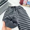 Stripe Pants For Girls Boys One-piece Velvet Spring Autumn Winter Childrens Korean Style Thick Warm Casual Sweatpants