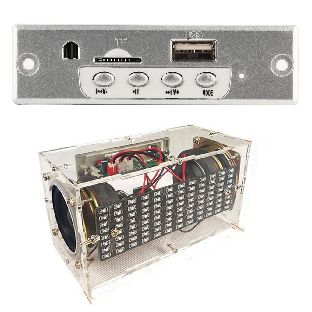 DIY Bluetooth Speaker Box Kit Small Electronic Sound Amplifier Transparent Case Set(12 Channels Spectrum Bluetooth