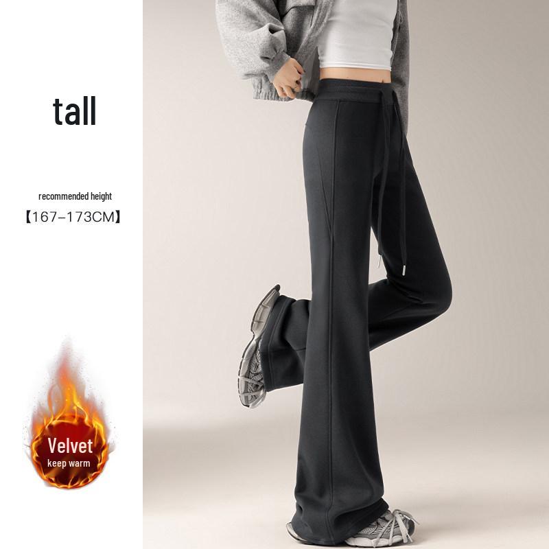 Women's Spring 2026 High-Waisted Micro-Flare Casual Pants - Slimming, Petite, Narrow Leg Design