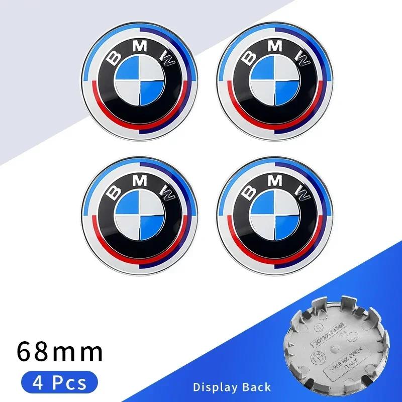 4pcs 68mm Car Wheel Center Cap Logo Hub Badge Rims Cover For BMW E46 E38 E60 E90 E93 F20 F30 X3 X5 Blue White Black Anniversary