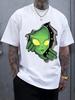 Black Graphic T-shirt with Green Alien Wall Break Design - Casual Crew Neck Short Sleeve Tee for Summer