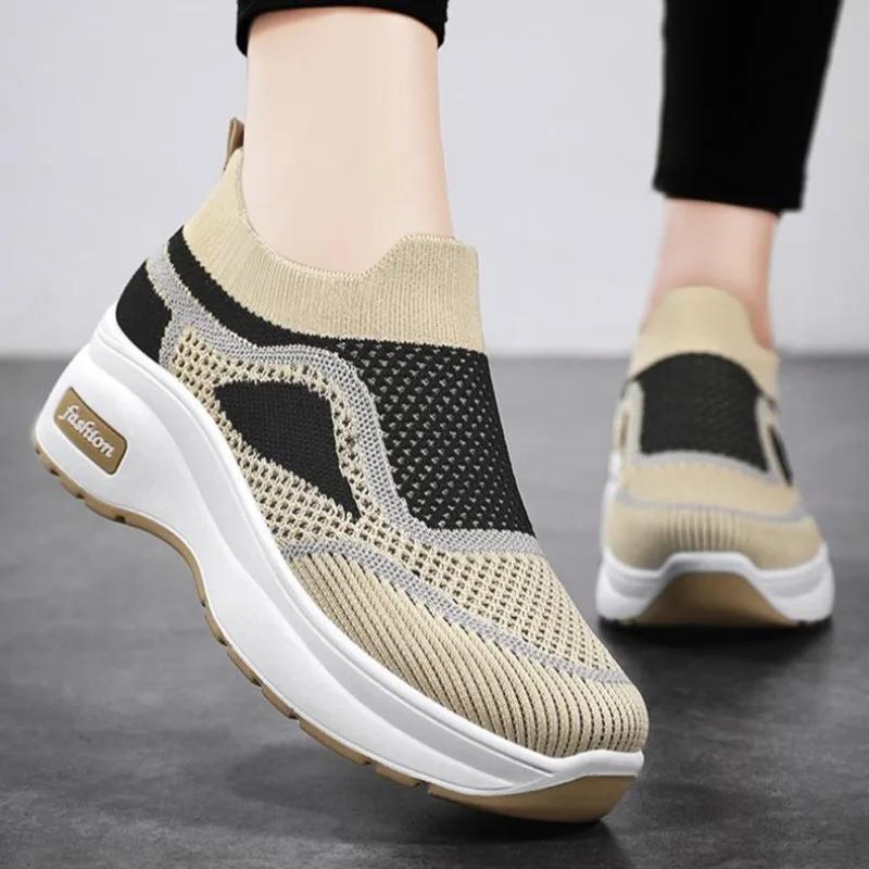 

Korean Original Mesh Breathable High on Platform Ladies Footwear Walking Stylish Comfortable and Elegant Casual 39 Women s Shoes 41