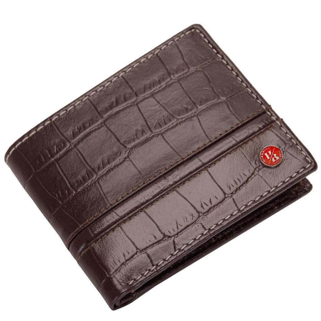 Hnědá kožená peněženka pro muže s ražbou | Pánské peněženky s blokováním RFID | Pánská kožená peněženka