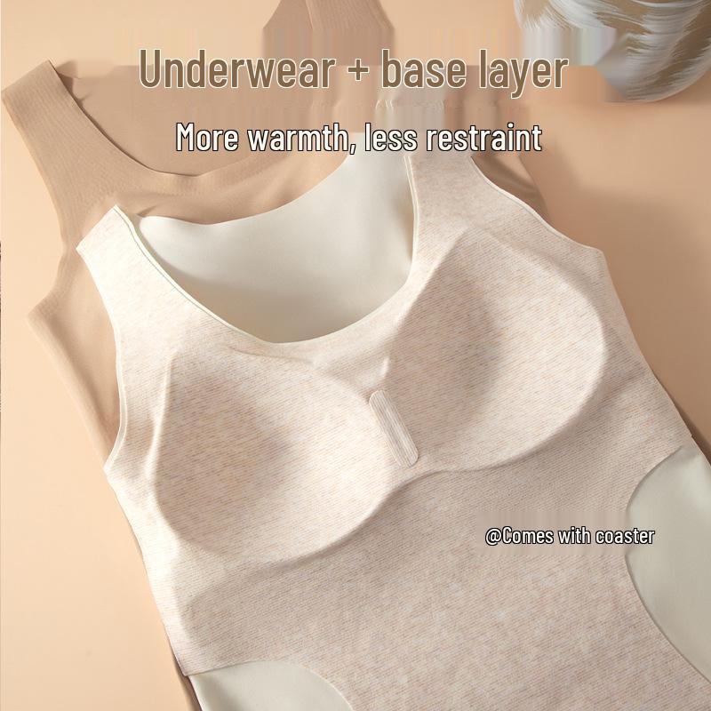 Women's L2# Wool Silk Brushed Base Layer with Underarm Coverage & One-Piece Fixed Bra Pads