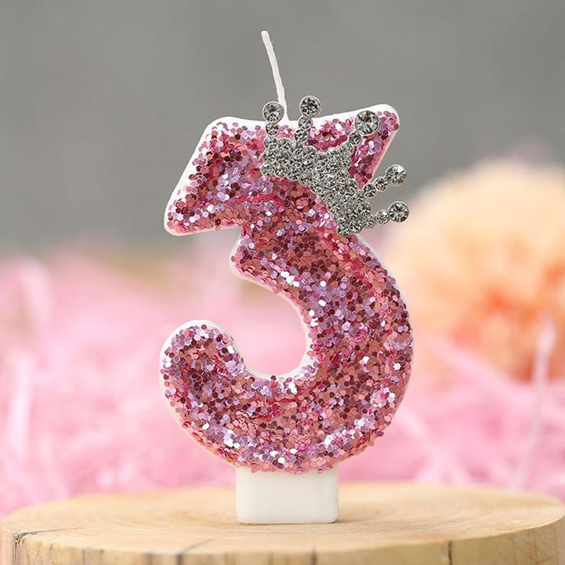 Cake Numeral Candles Birthday Candle Pink Colour Creative Candle Princess Crown Girl Happy Birthday Party Decoration