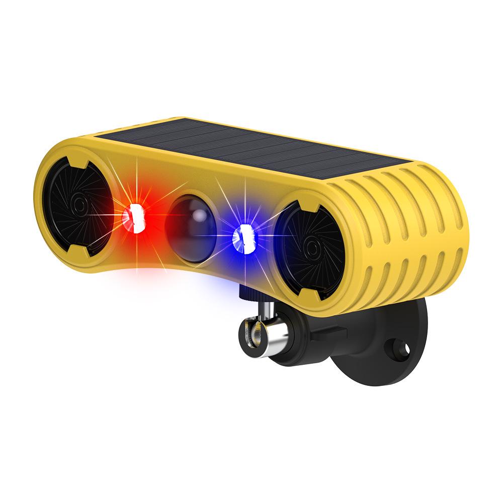 Solar-Powered Dual-Speaker Outdoor Pest Repeller with Red & Blue Flashing Lights