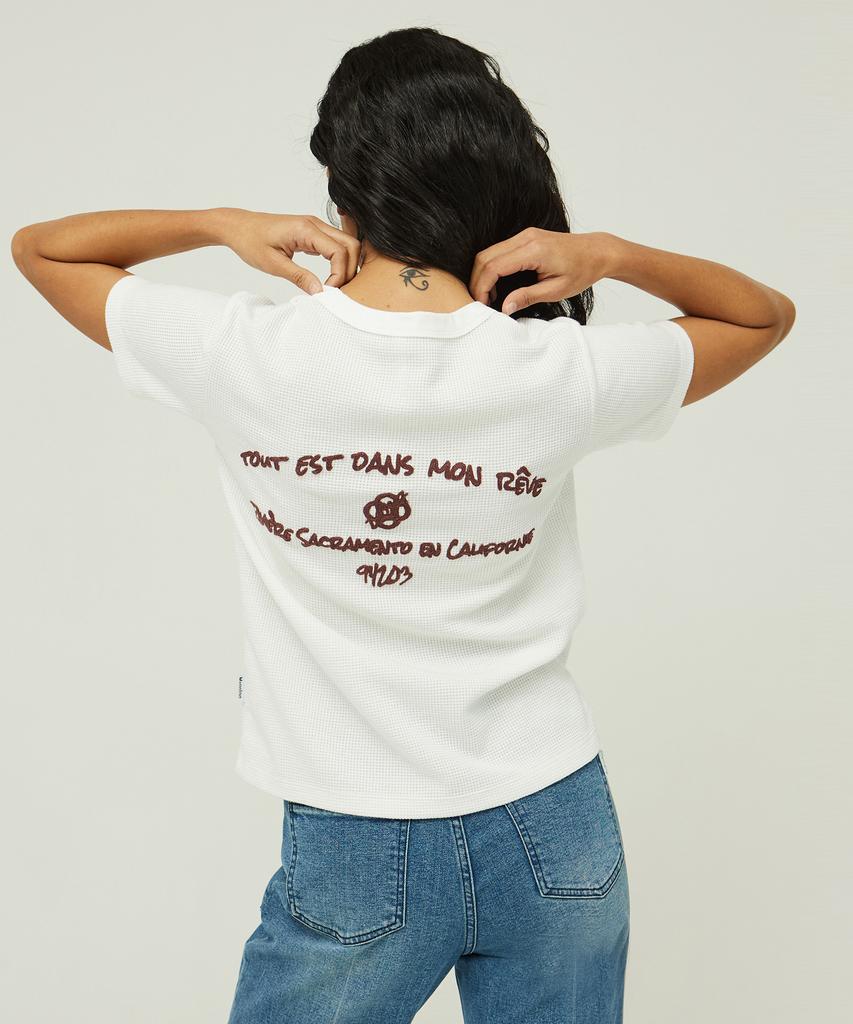 MAGOODGAN Lydia 3620 Waffle Chain Embroidery Off-White T-Shirt