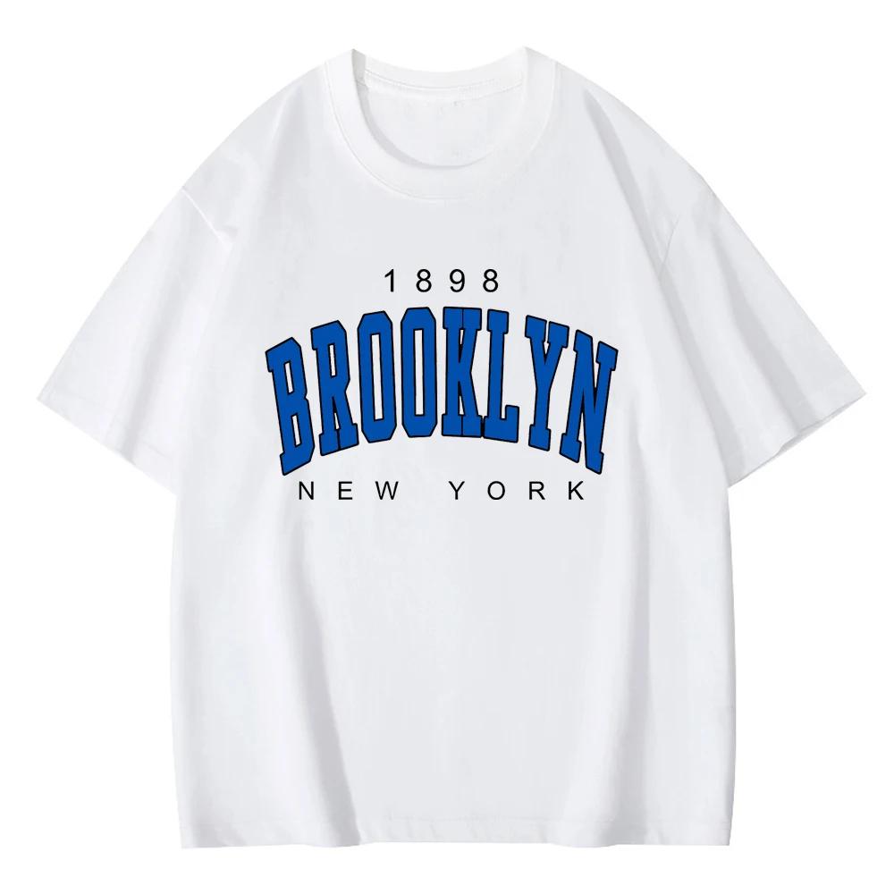 Brooklyn 1898 New York T-Shirt Summer Cotton Letter Printed T Shirt Men Women Harajuku Casual Short Sleeve Hip Hop Streetwear