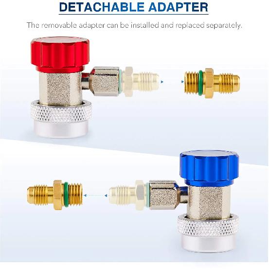 Adjustable R134A Adapter Fittings H/L Quick Coupler AC Car Air Conditioner Refrigeration Freon Manifold Gauge Hose Connector