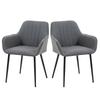Dining Room Chairs 2 Piece Set Kitchen Chair With Backrest Linen Look Armchair Upholstered Chair With Armrests Chairs Living Room Chair For Dining