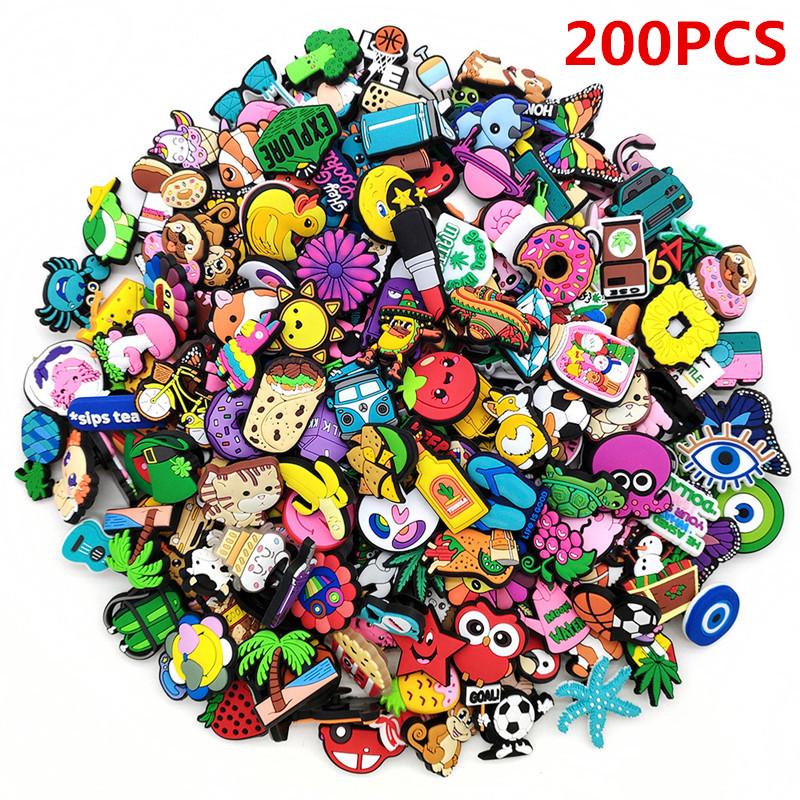 20/50/100/200/500 Pcs Random Cartoon Shoe Charms For Clogs Bubble Slides Sandals PVC Shoe Decorations Accessories For Teens Gift