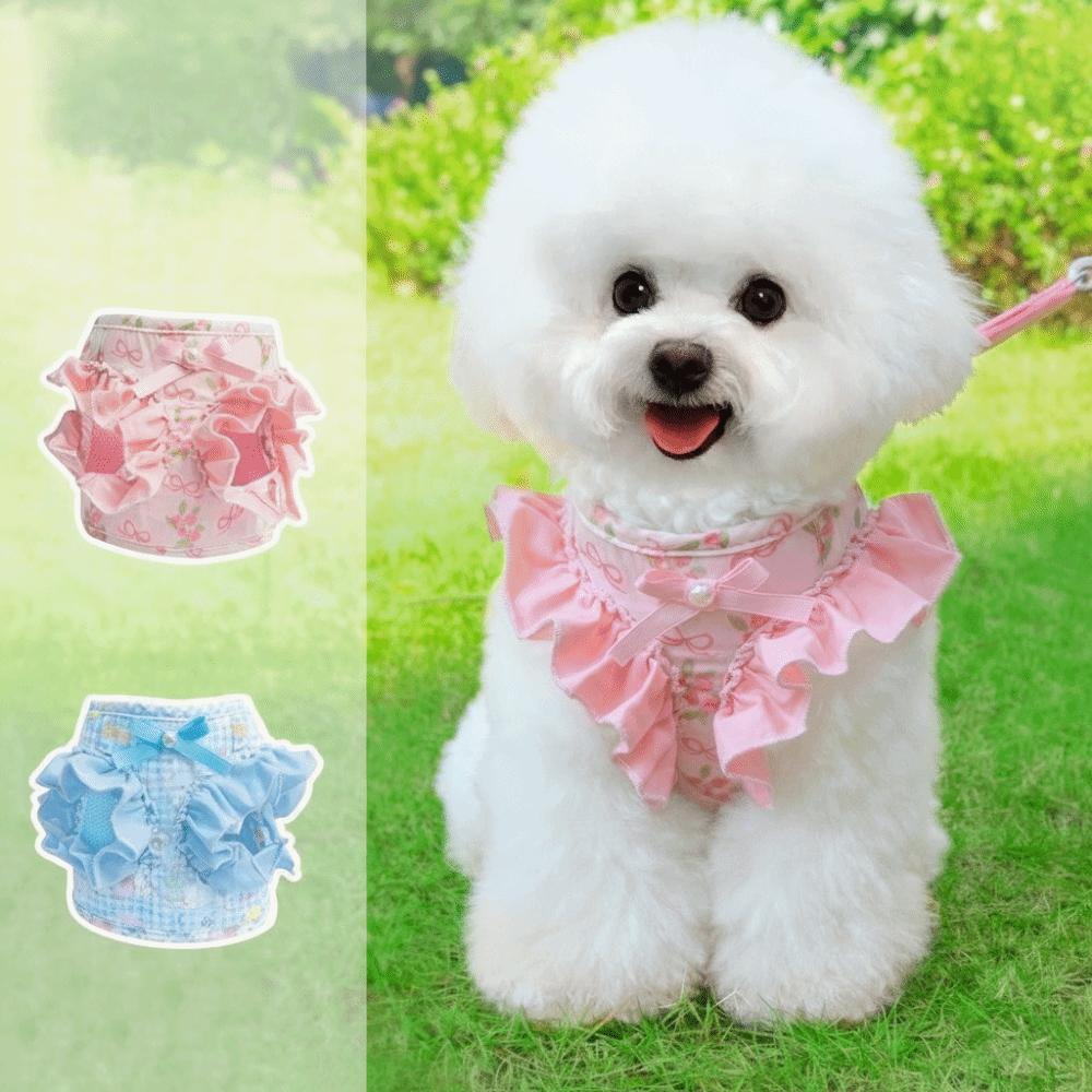 Verstellbares Hundegeschirr und Leine Atmungsaktiv Bequem Haustier-Laufseil Ausbruchsicher Blumenmuster Haustier-Ziehseil