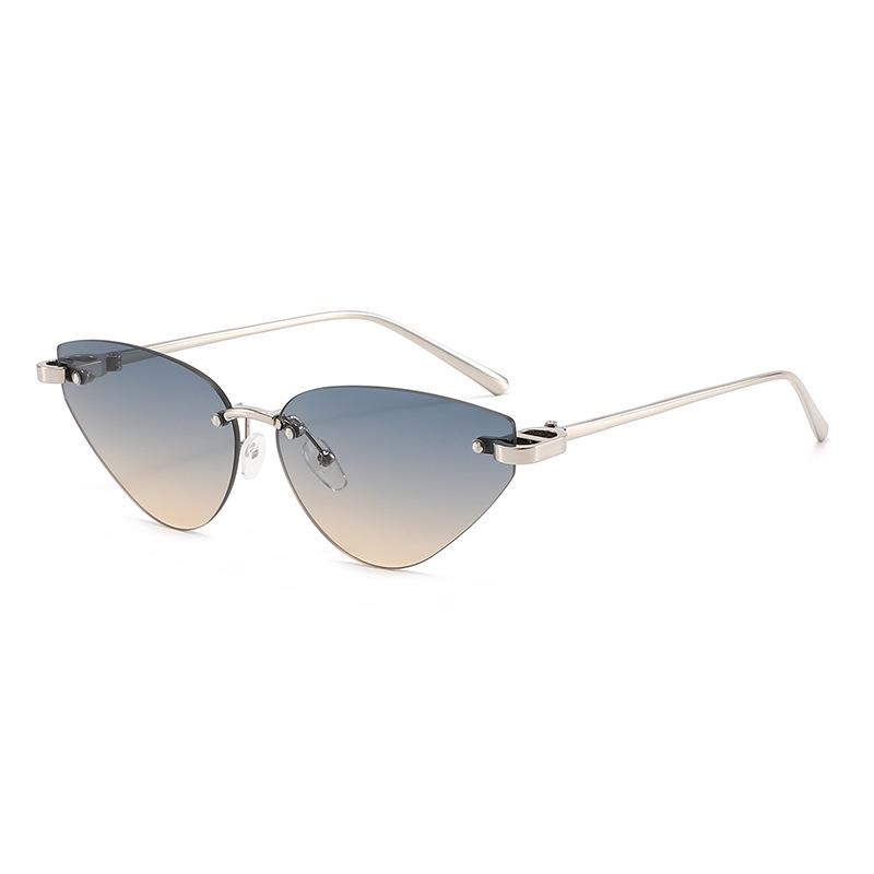 2026 Stylish Retro Cat Eye Rimless Sunglasses - Triangular Design, High-End Look, UV Protection for Women