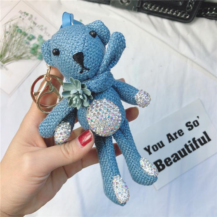 

Keychain Cute Bear With Rhinestone Decoration For Women Car Key Pendant Chain StyleD