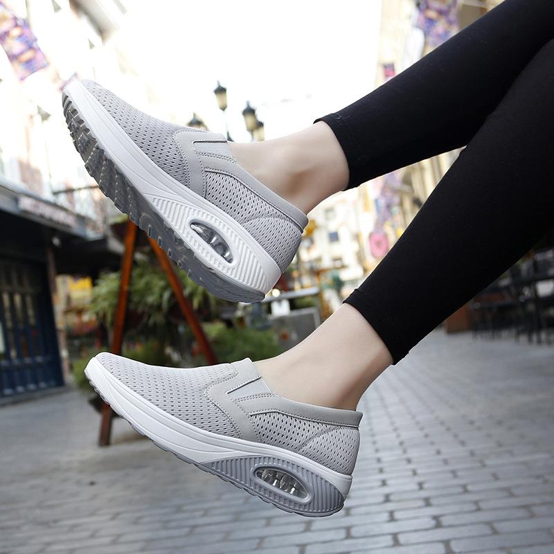 Nurse shoes raw mesh model gas solid color want thick-soled air cushion shaking casual foot sneakers
