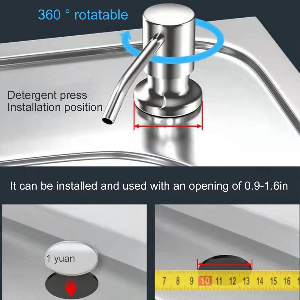 Sink Soap Dispenser Brushed Stainless Steel Sink Soap Dispenser with Silicone Extension Tube for Kitchen