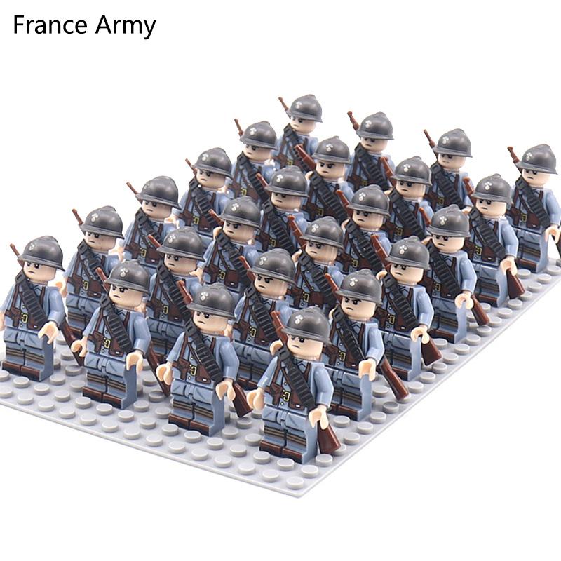 Hot WW2 Military Army Soldier Soviet US UK German France Building Blocks Set Model Bricks Action Figures Weapon Toys Kids Gift