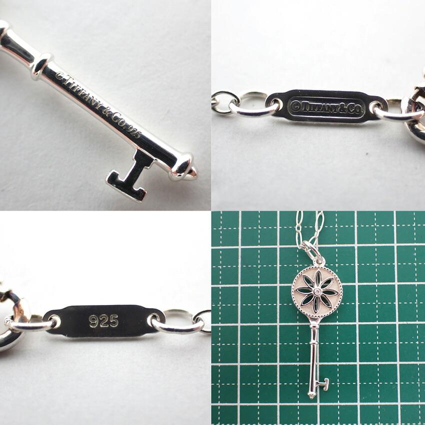 [Used] TIFFANY 925 Daisy Key Diamond Pendant/Oval Link Chain Necklace/g507-46
