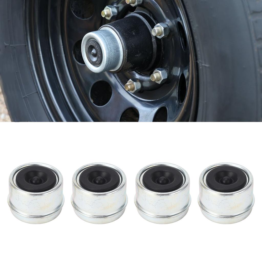 4pcs 1.98in Trailer Bearing Dust Cap Trailer Axle Oil Cap with Rubber Plugs for 2000 to 3500 Lbs Trailer Wheel Hubs
