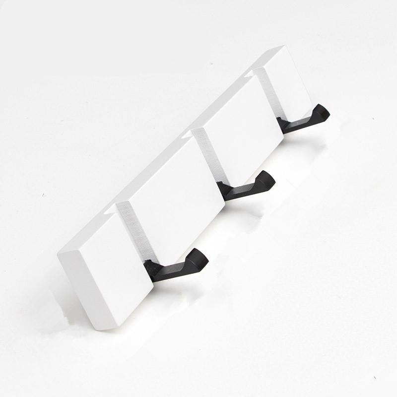 

3&5 Hooks Hallway Hangers Luxury Creative Wooden Invisible Door Row Hook Foldable Clothes Bag Key Hanging Hook White Color