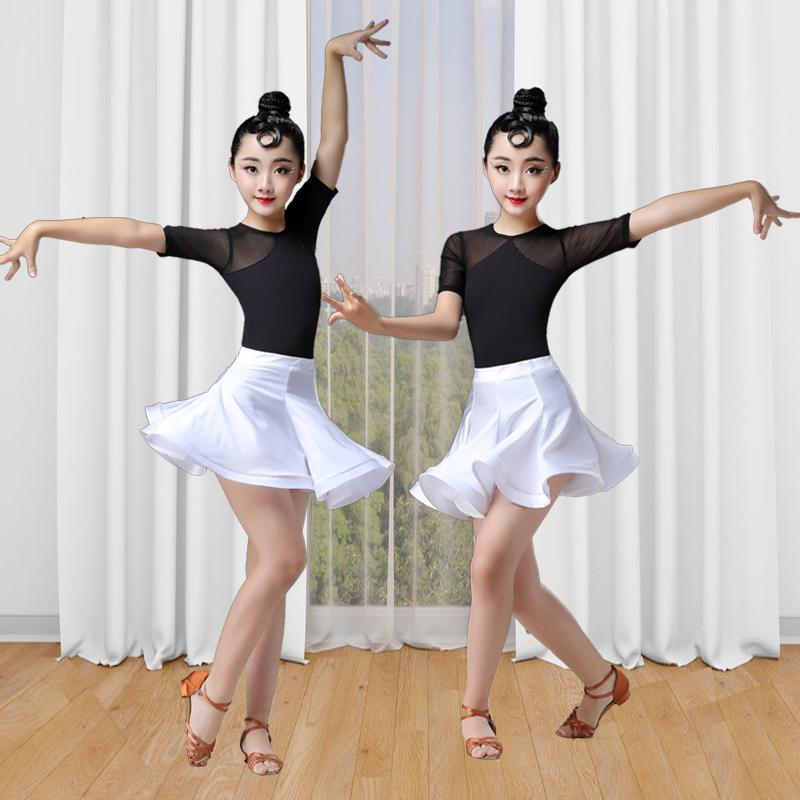 Vestito Latino per Bambini Abiti da Pratica Leopardo Latino Performance per Donne Ragazze Spandex Grembiule da Danza per Gara Esame