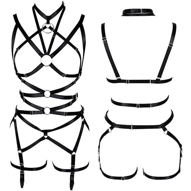 Women's Cropped Punk Harness Belt Stretch Stretch Gothic Garter Rave Sex Lingerie